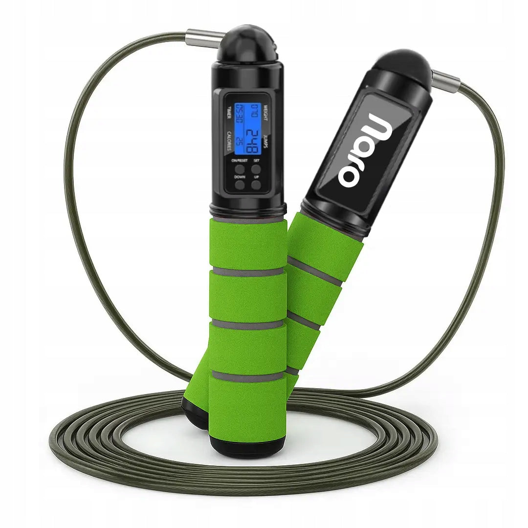 Jump Rope with Counter Adjustable Fitness Naro Green on Bearings EAN (GTIN) 5905591601146