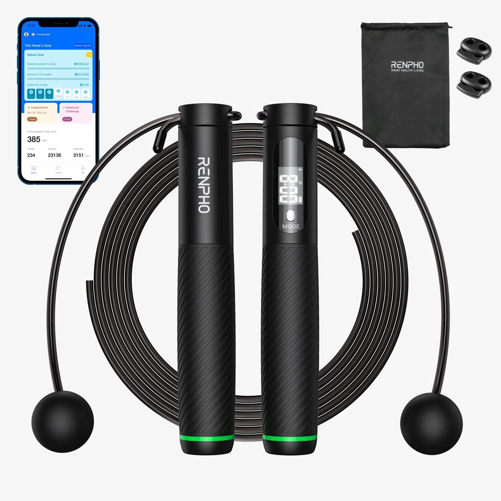 Jump rope Renpho smart Bluetooth App adjustable with counter