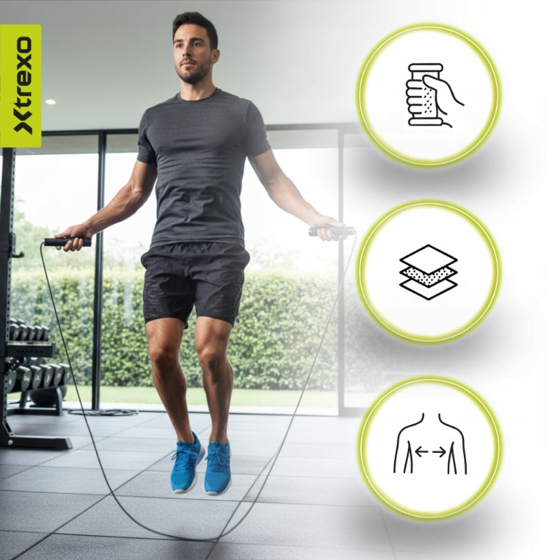 Jump rope XTREXO Advanced black OS ADJUSTABLE LENGTH VERSATILE Model Advanced