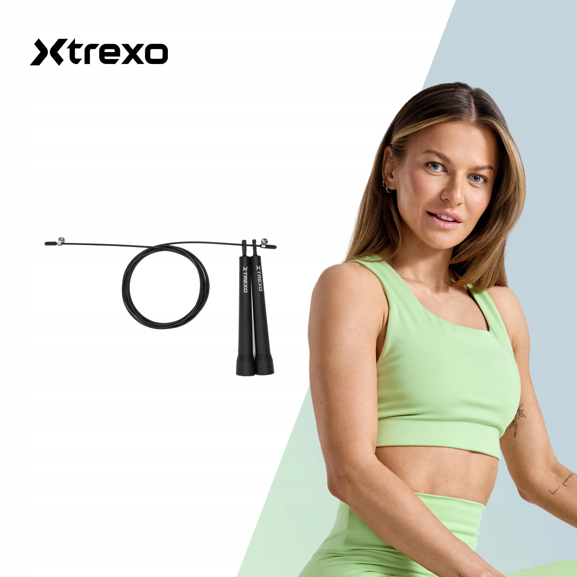 Jump rope XTREXO Basic+ black LENGTH ADJUSTMENT VERSATILE FOR TRAINING Manufacturer code TXO-B4Z060-BK