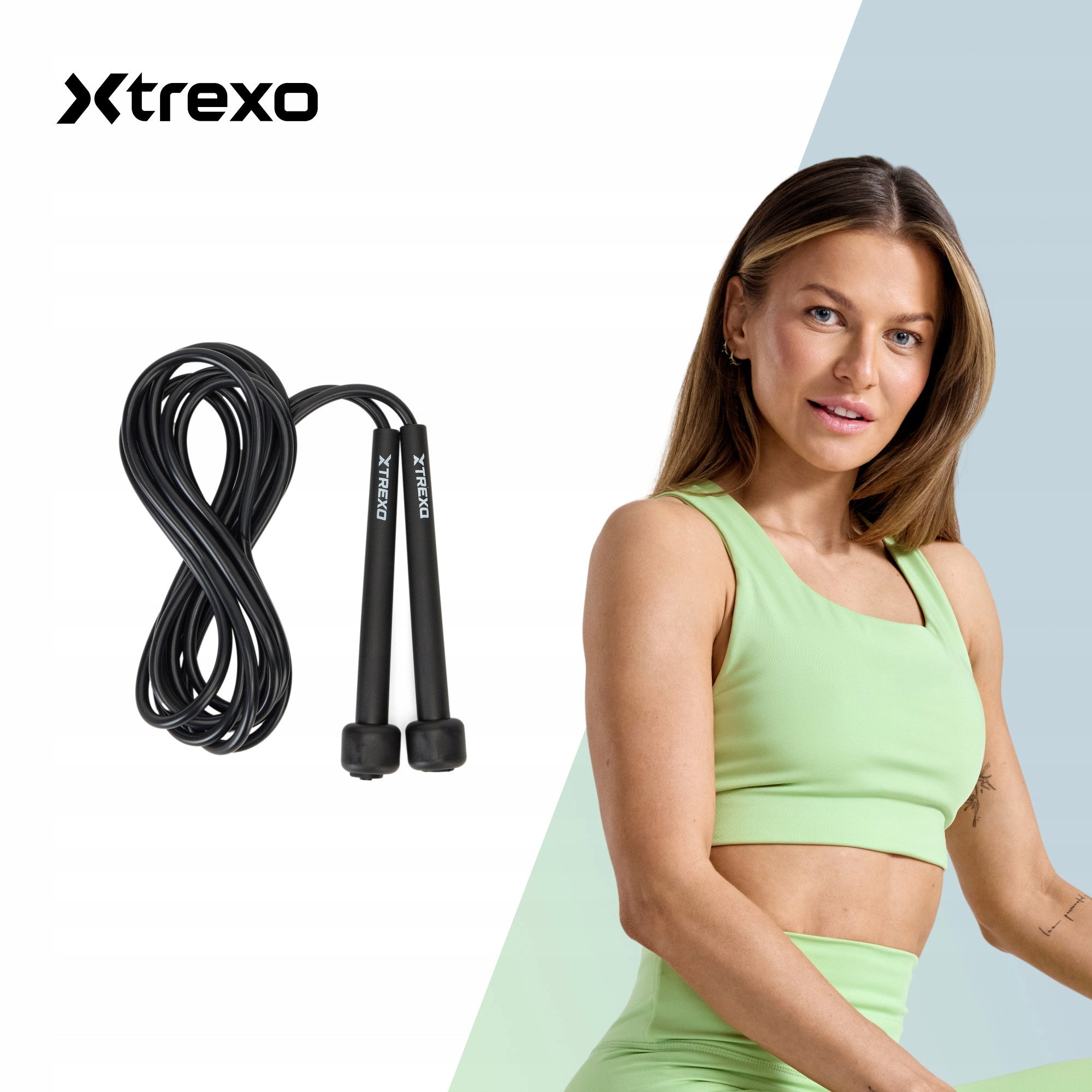 Jump rope XTREXO Basic black OS LENGTH ADJUSTMENT FOR CARDIO EXERCISES Manufacturer code TXO-B4Z059-BK