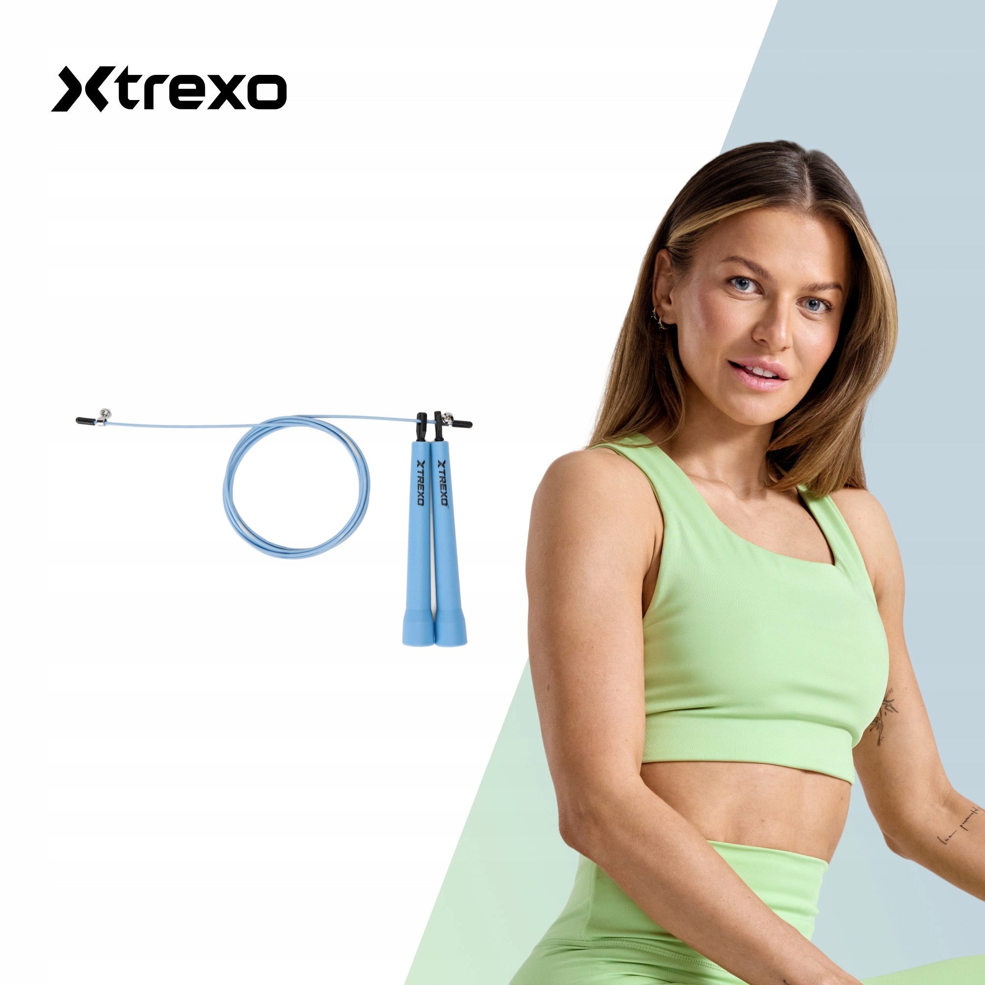 Jump rope XTREXO Basic+ blue LENGTH ADJUSTMENT COMPACT FOR TRAINING Packaging status original