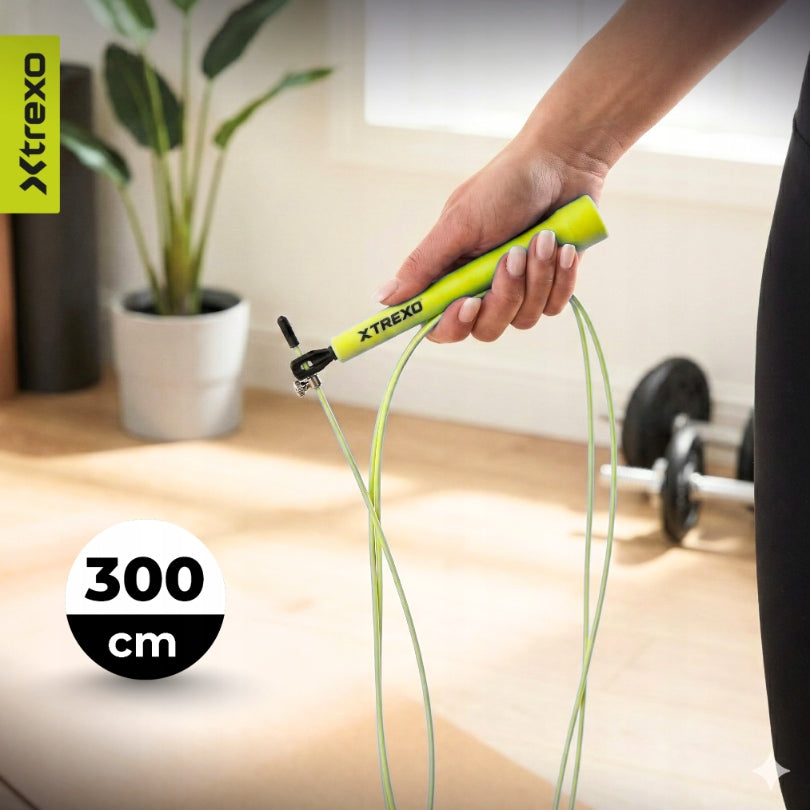 Jump rope XTREXO Basic+ green OS LENGTH ADJUSTMENT COMPACT FOR TRAINING Brand Xtrexo