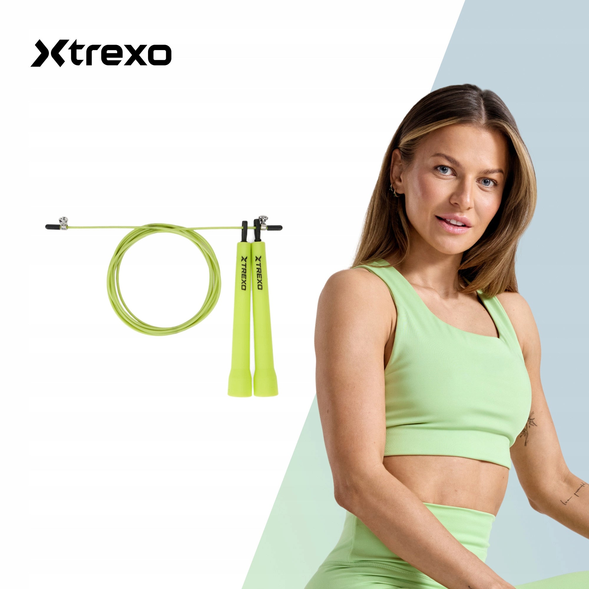 Jump rope XTREXO Basic+ green OS LENGTH ADJUSTMENT COMPACT FOR TRAINING Manufacturer code TXO-B4Z060-GN