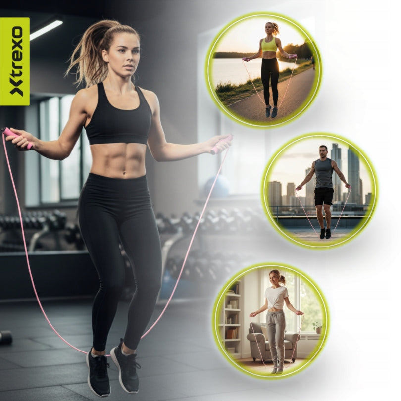 Jump rope XTREXO boxing Basic pink HIGH QUALITY SOLID VERSATILE Product weight 120 g