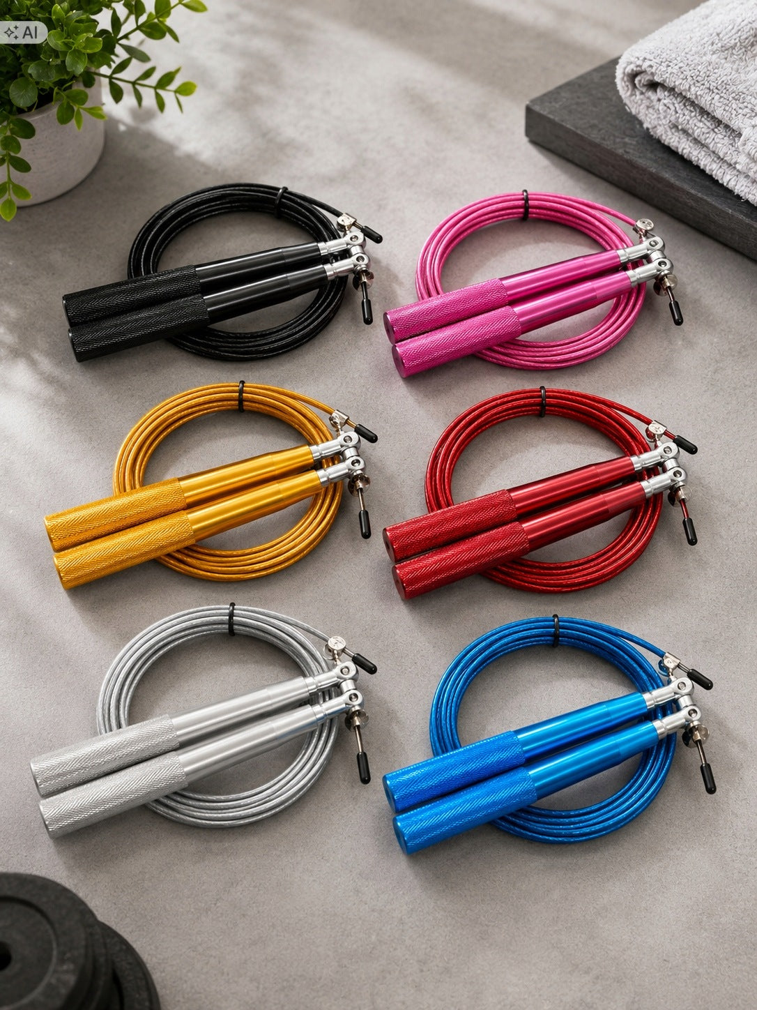 Jump rope aluminum professional black FREEBIE 5 resistance rubbers!! Brand no brand