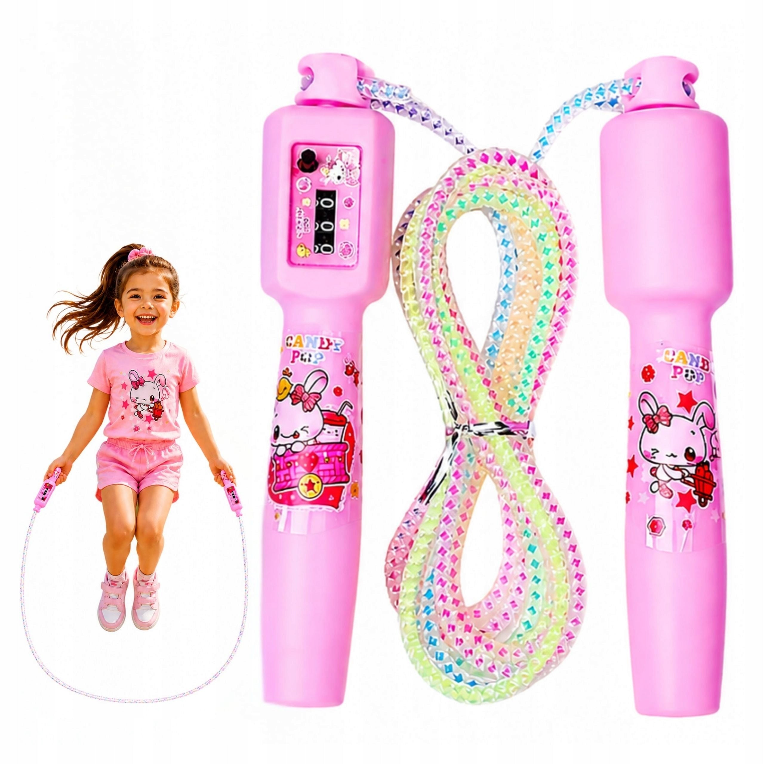 Jump rope for girls pink with counter adjustable length fishing line 3+ Character/Title none