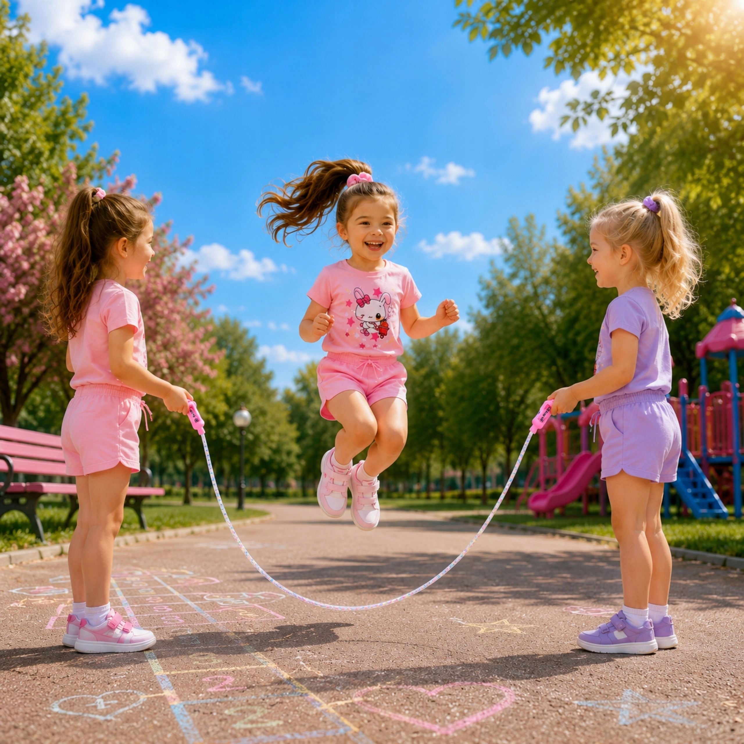 Jump rope for girls pink with counter adjustable length fishing line 3+ Color multicolor