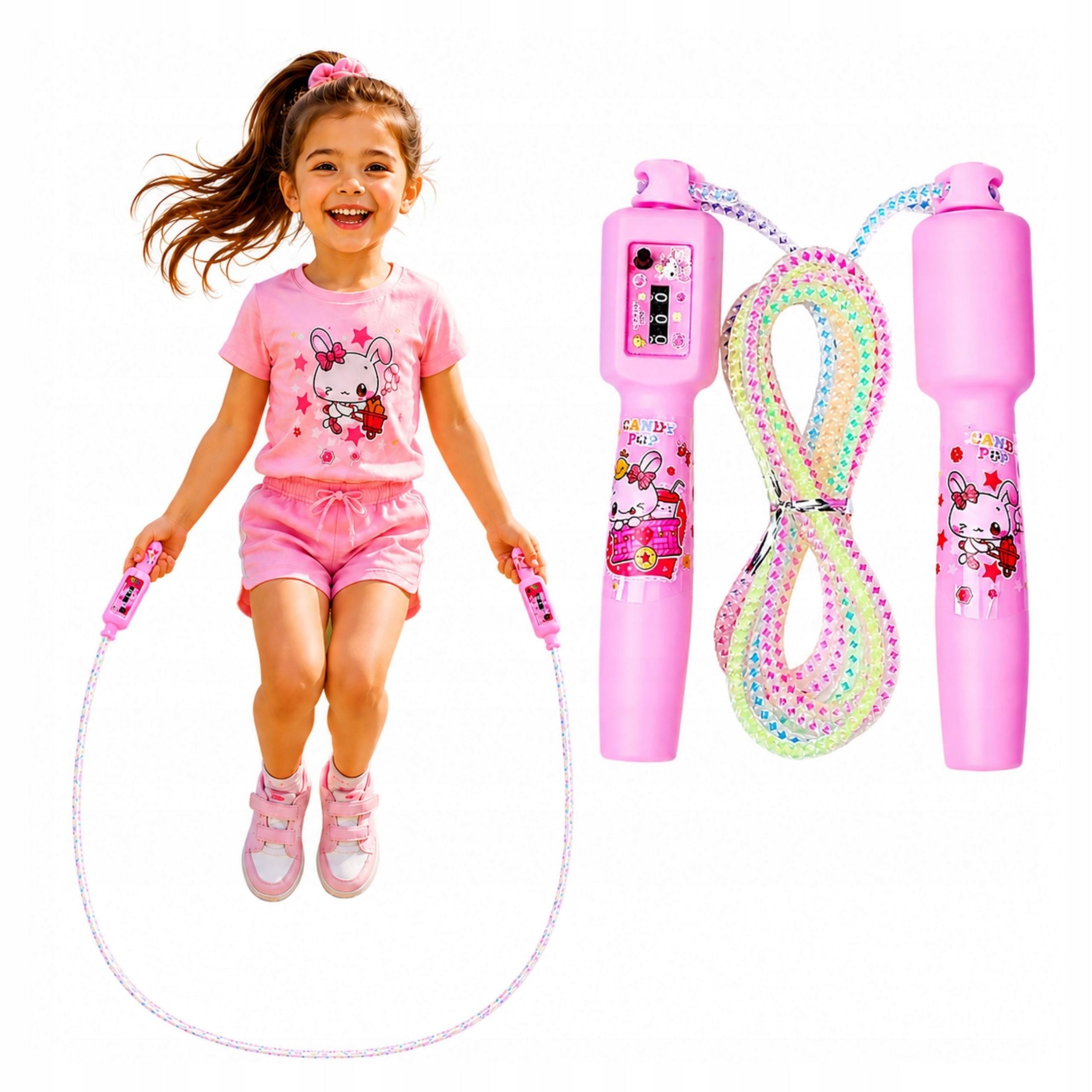 Jump rope for girls pink with counter adjustable length fishing line 3+ Type jump rope