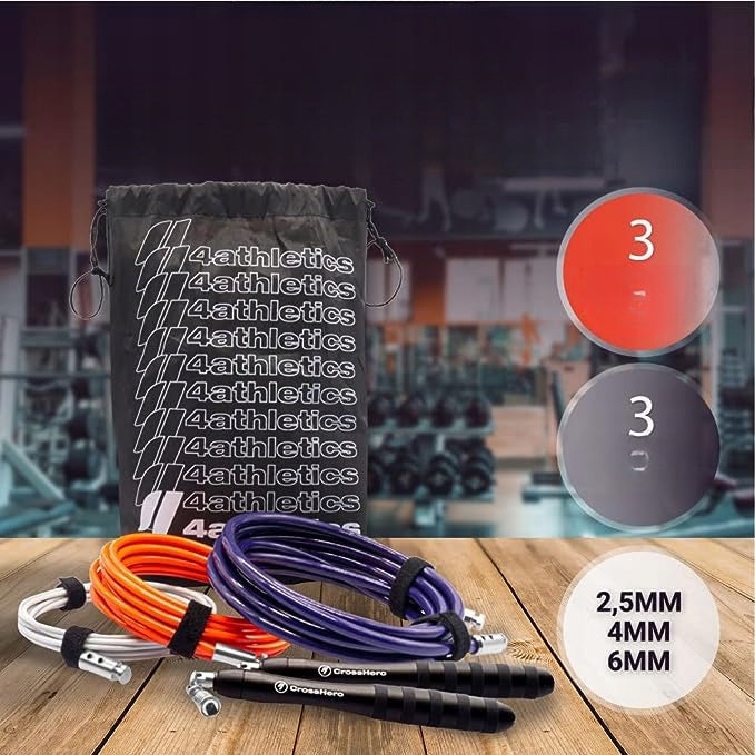 Jump rope set for full body training 169cm two interchangeable fishing lines bag Color black