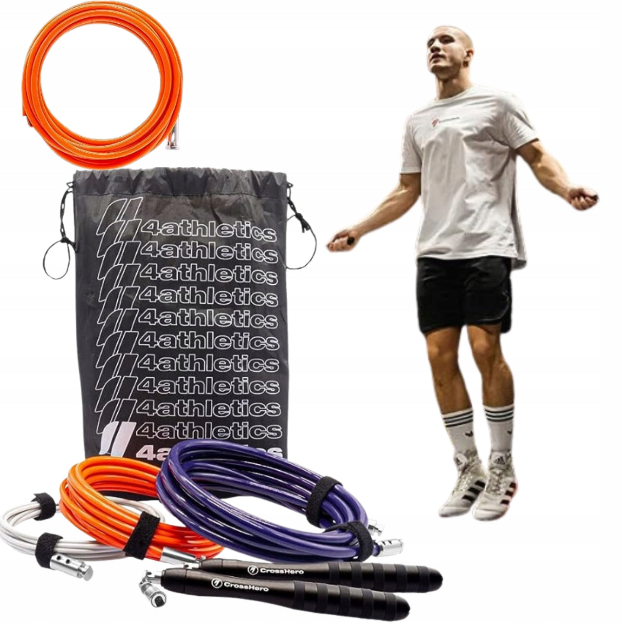 Jump rope set for full body training 169cm two interchangeable fishing lines bag