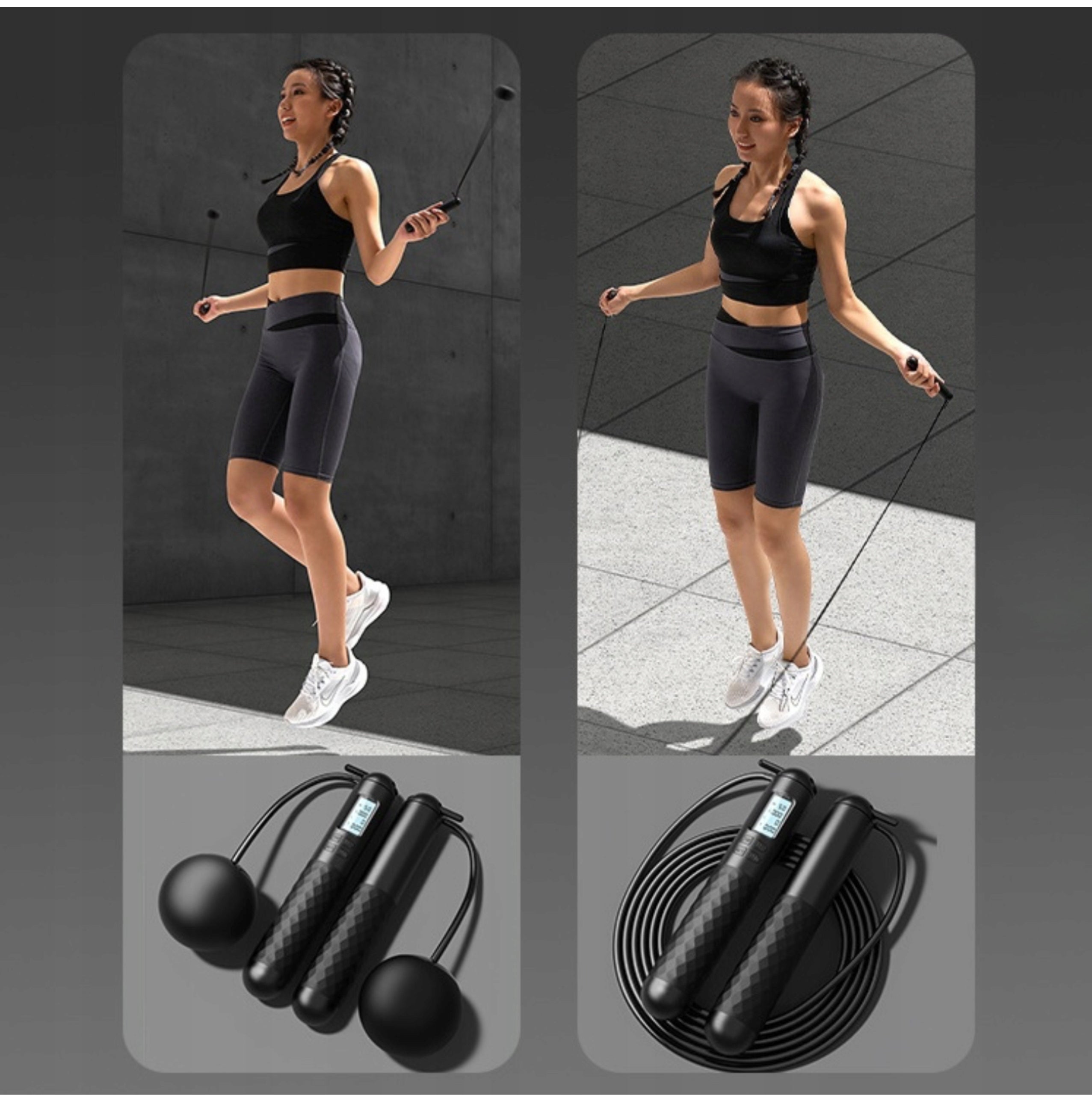 Jump rope with balls LED counter adjustable, 280cm Packaging status original