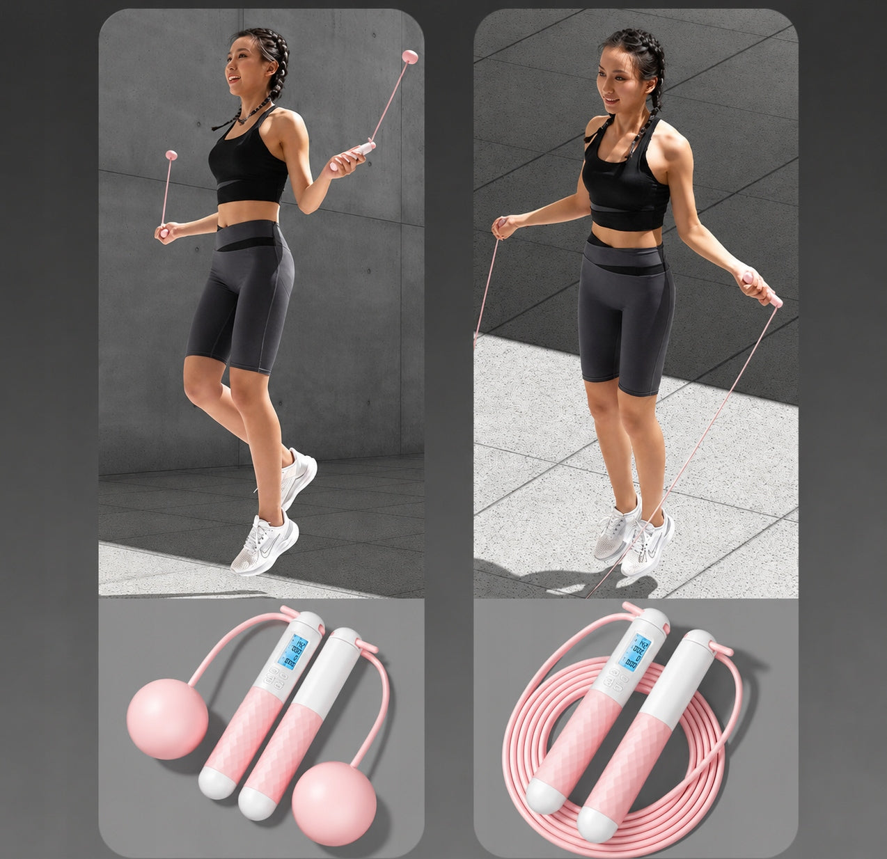 Jump rope with balls LED counter adjustable, 280cm Packaging status original