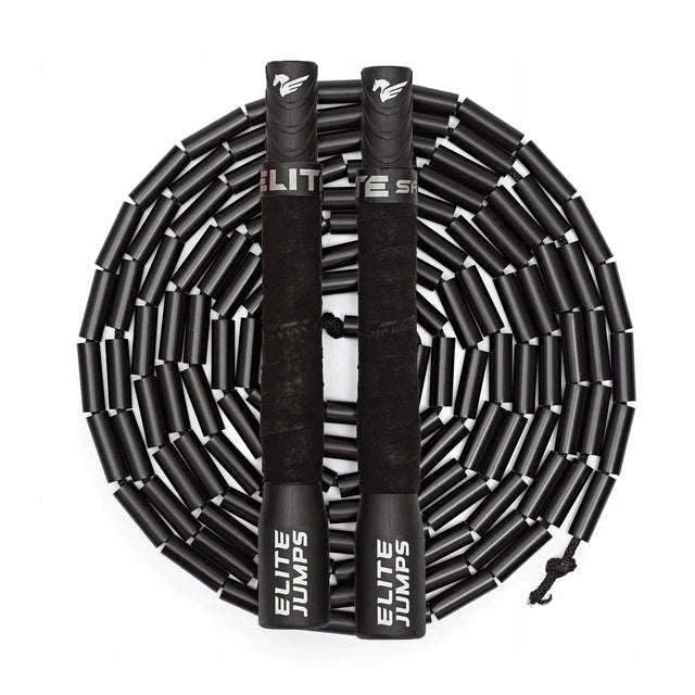 Jump rope with beads for athletes adjustable Elite Jumps black Color black