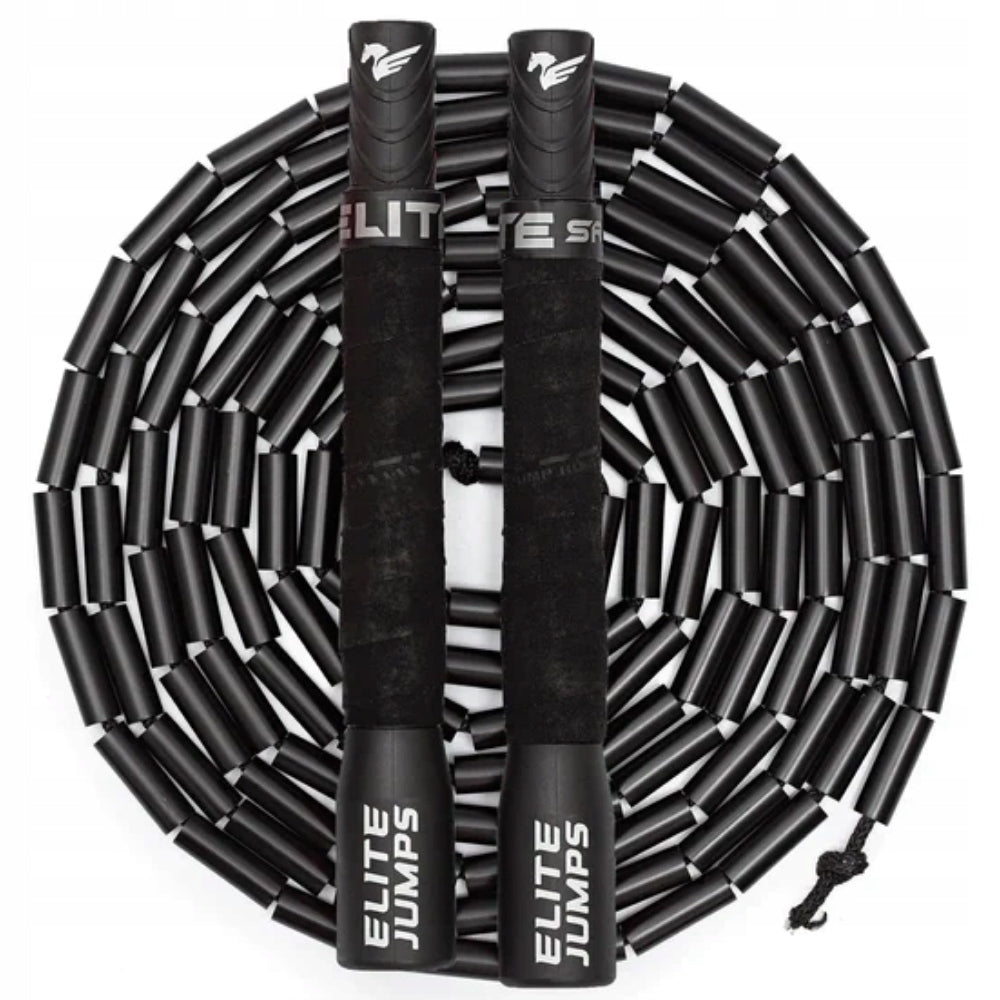 Jump rope with beads for athletes adjustable Elite Jumps black