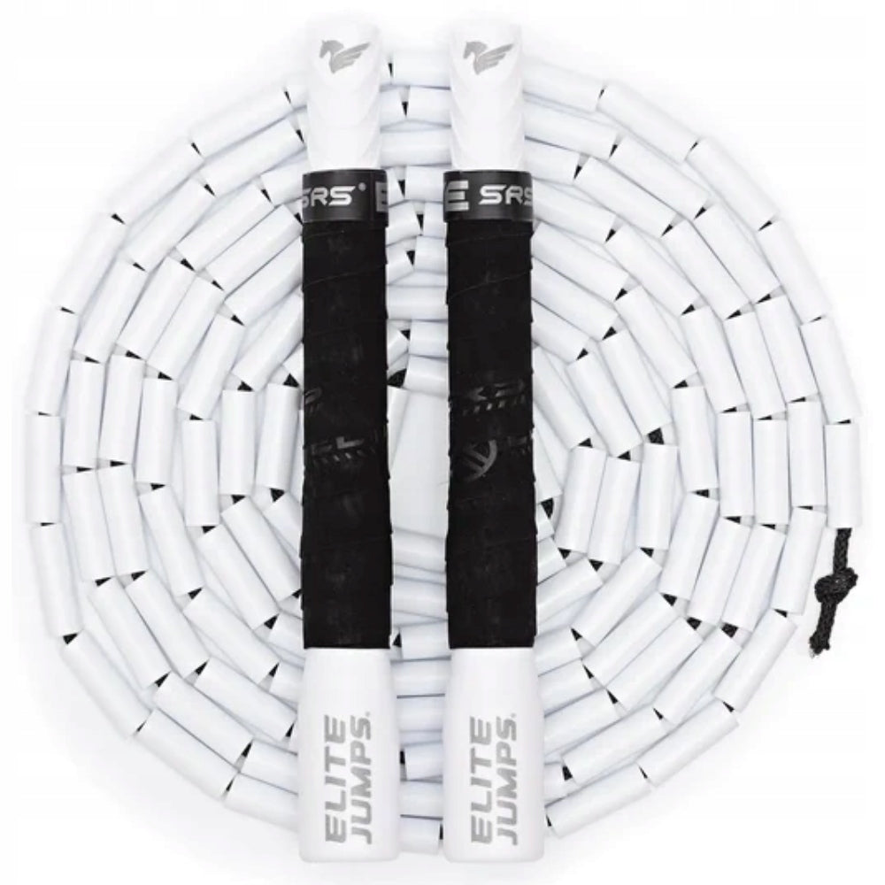 Jump rope with beads for athletes adjustable Elite Jumps white