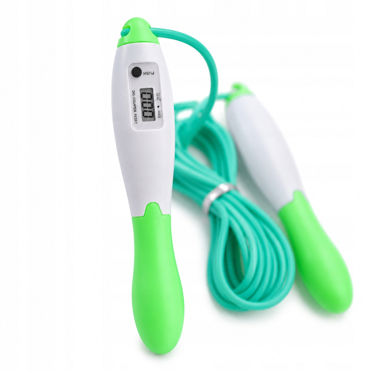 Jump rope with counter 2,5 m Fitness Training Adjustable Green Packaging status original