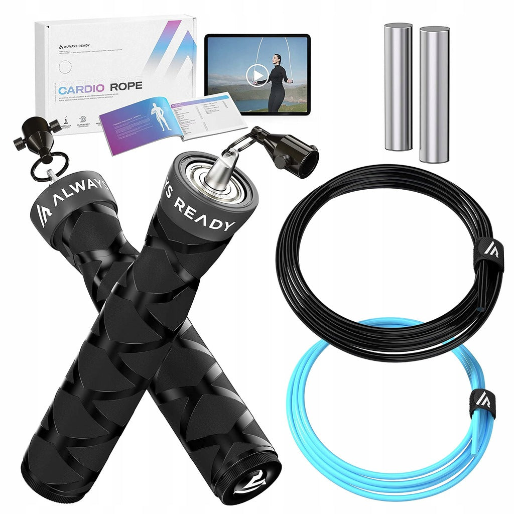 Jump rope with weights Always Ready 300 cm, 2 Ropes, Adjustable, black