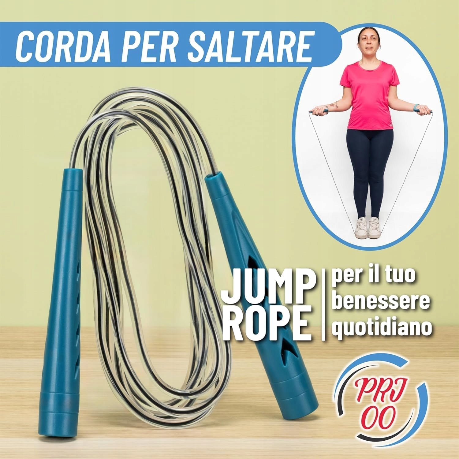 Jump rope without tangling, with non-slip handles, adjustable, 2,8m Manufacturer code B0CN8D574L