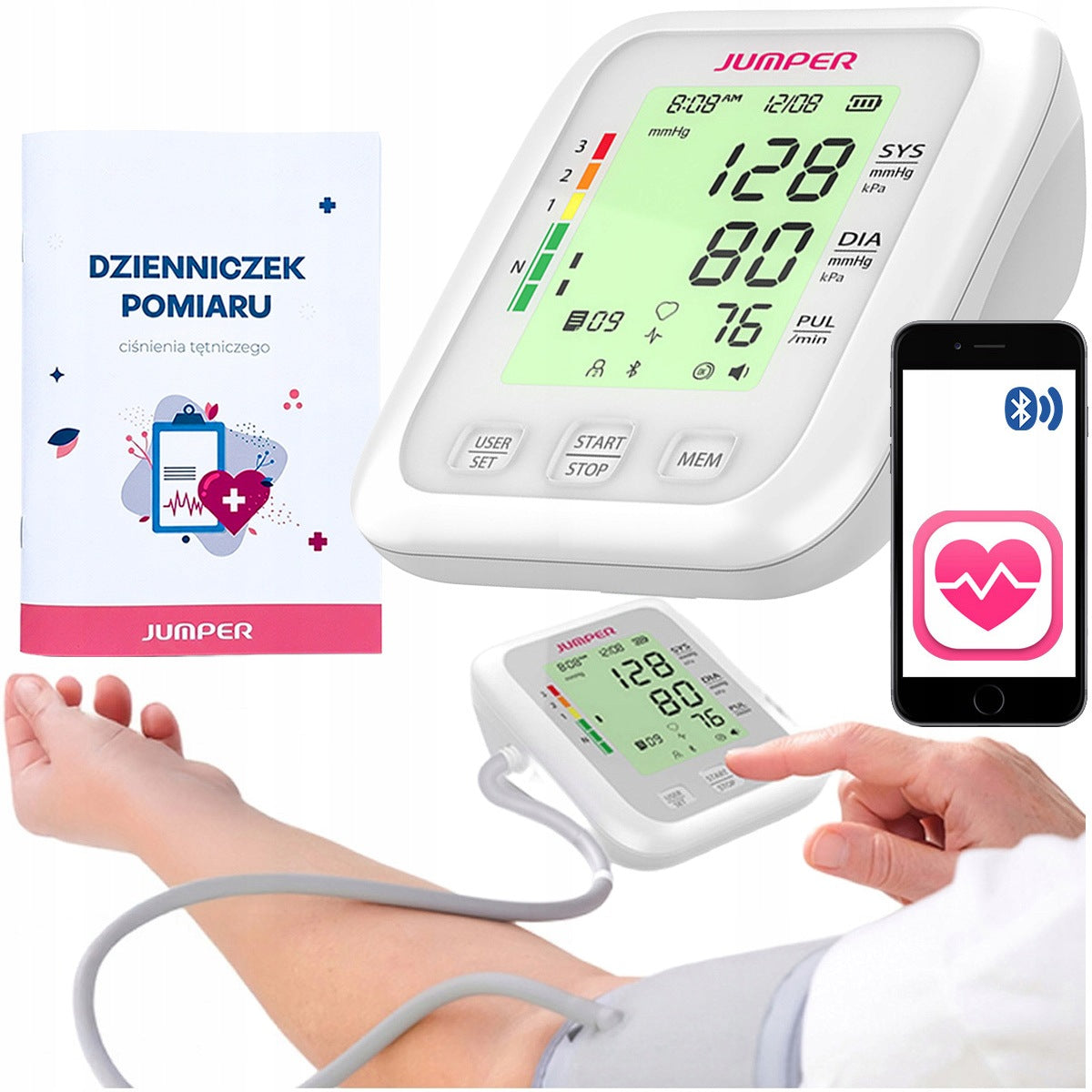 Jumper JPD-HA120 MEDICAL SHOULDER BLOOD Pressure Monitor + MEASUREMENT DIARY