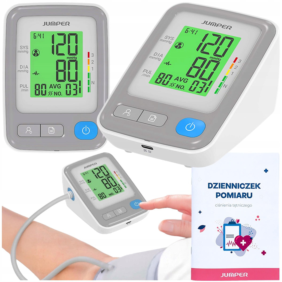 Jumper JPD-HA300 MEDICAL SHOULDER BLOOD Pressure Monitor + MEASUREMENT DIARY