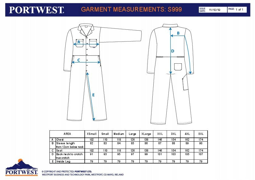Jumpsuit Euro Work PORTWEST [S999] Navy Blue M Season spring/fall
