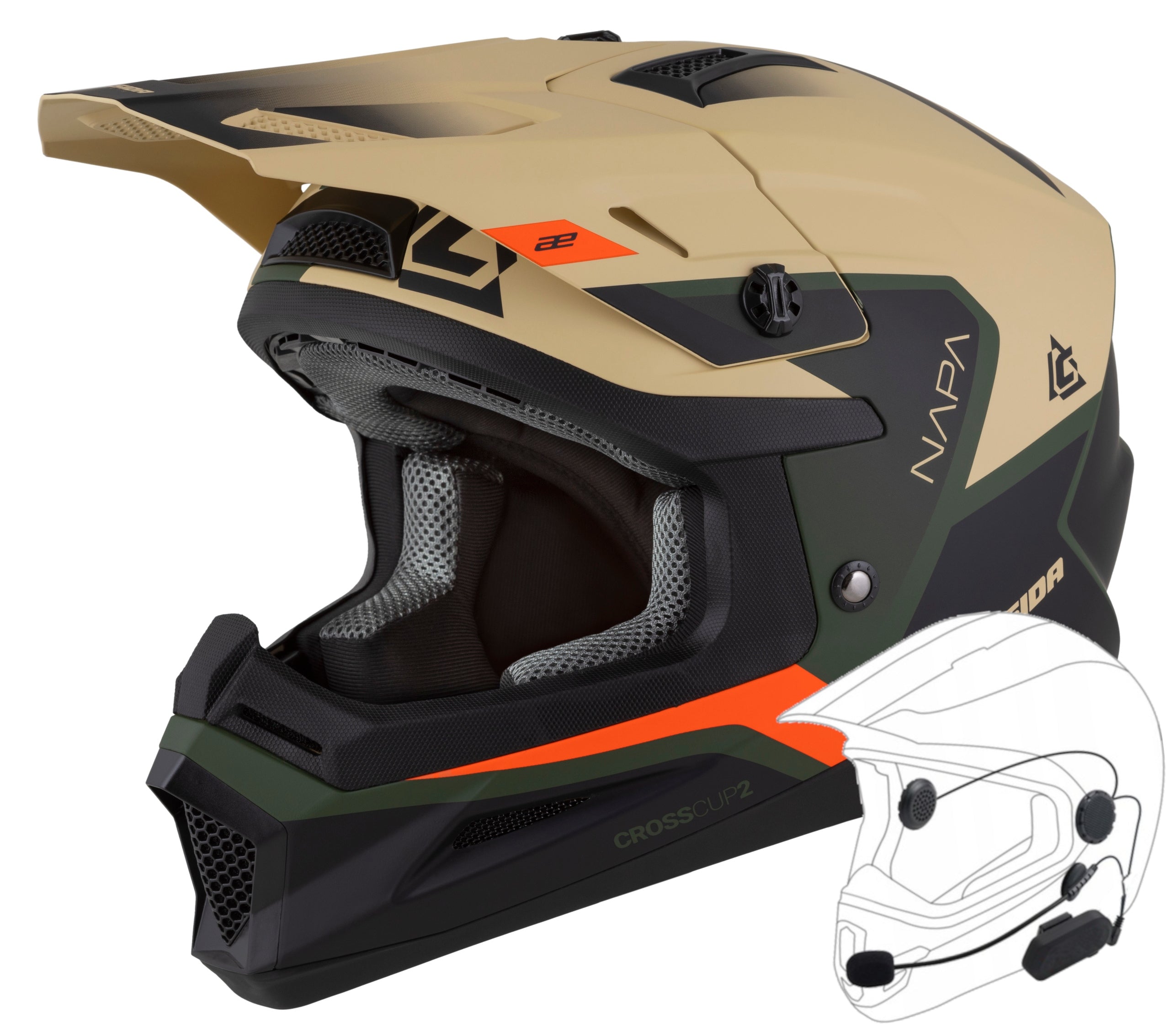 Junior Motorcycle Helmet CASSIDA Cross Quad CUP2 Under intercom + GOGGLES M 50cm EAN (GTIN) 5905137236849