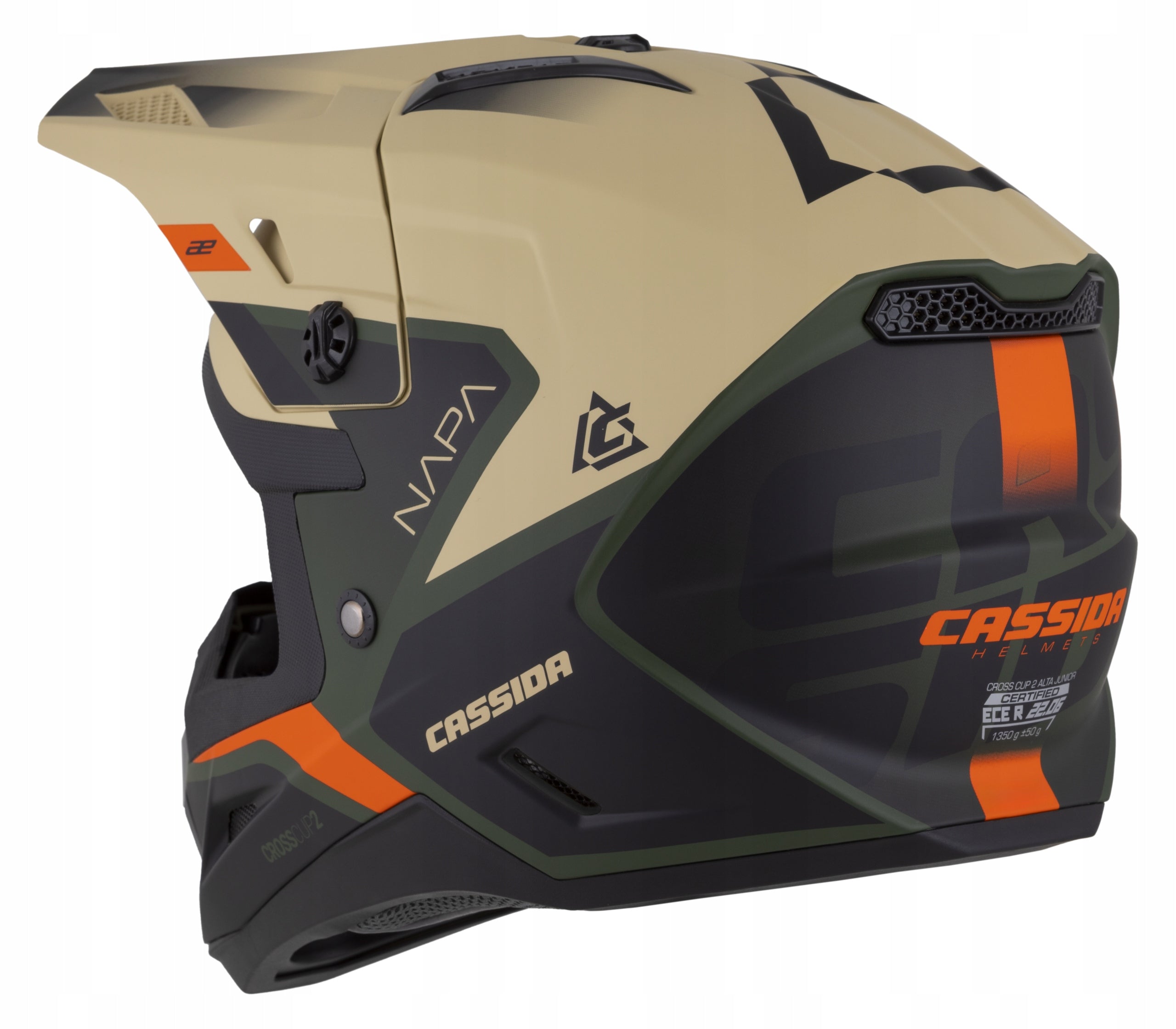 Junior Motorcycle Helmet CASSIDA Cross Quad CUP2 Under intercom + GOGGLES M 50cm Manufacturer's catalog number M141163-M dla dziecka