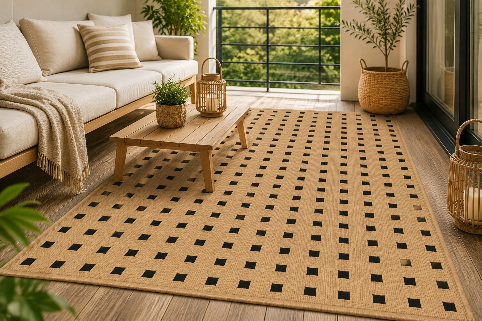 Jute carpet 180x120 cm non-slip for terrace living room Brand no brand