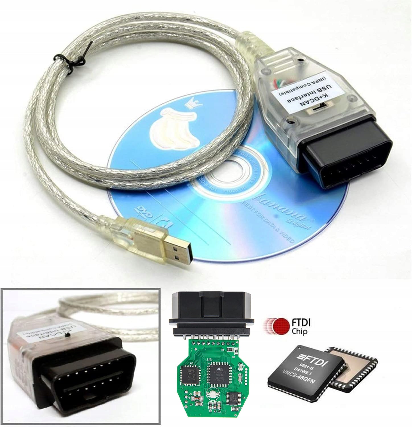 K + DCAN OBD2 INPA ISTA NCS WINKFP INTERFACE FOR BMW E36 E46 E60 E90 E65