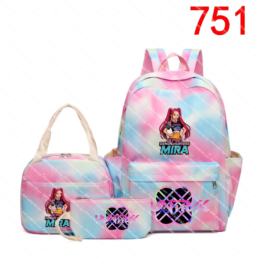 K-POP Backpack set: backpack, bag, pencil case with the inscription "ZOEY" and cartoon. Packaging status original