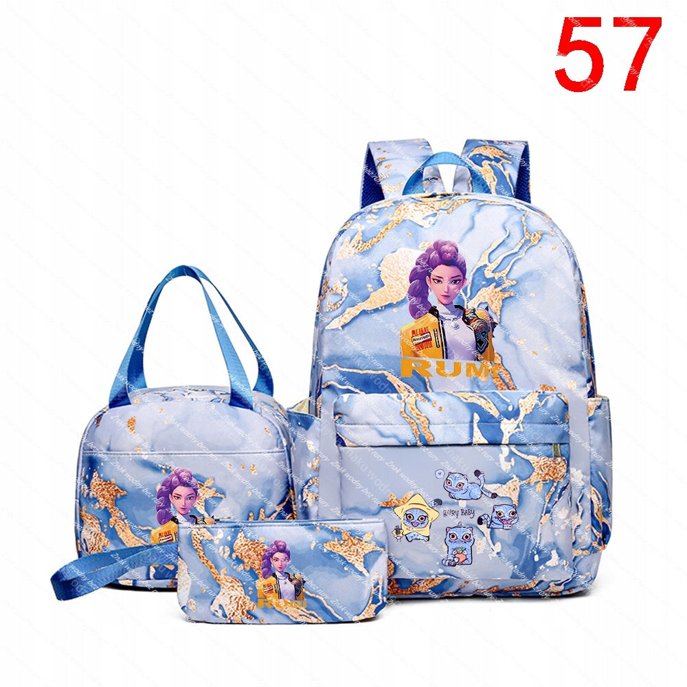 K-POP School Backpack Set: Large Backpack, Bag and Case with Blue - Bi Brand no brand