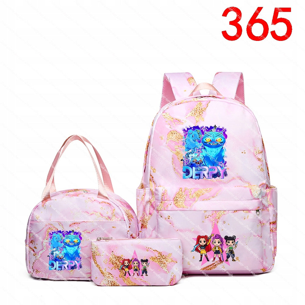 K-POP School Backpack Set: Large Backpack, Hand Bag and Case, with Pattern Brand no brand
