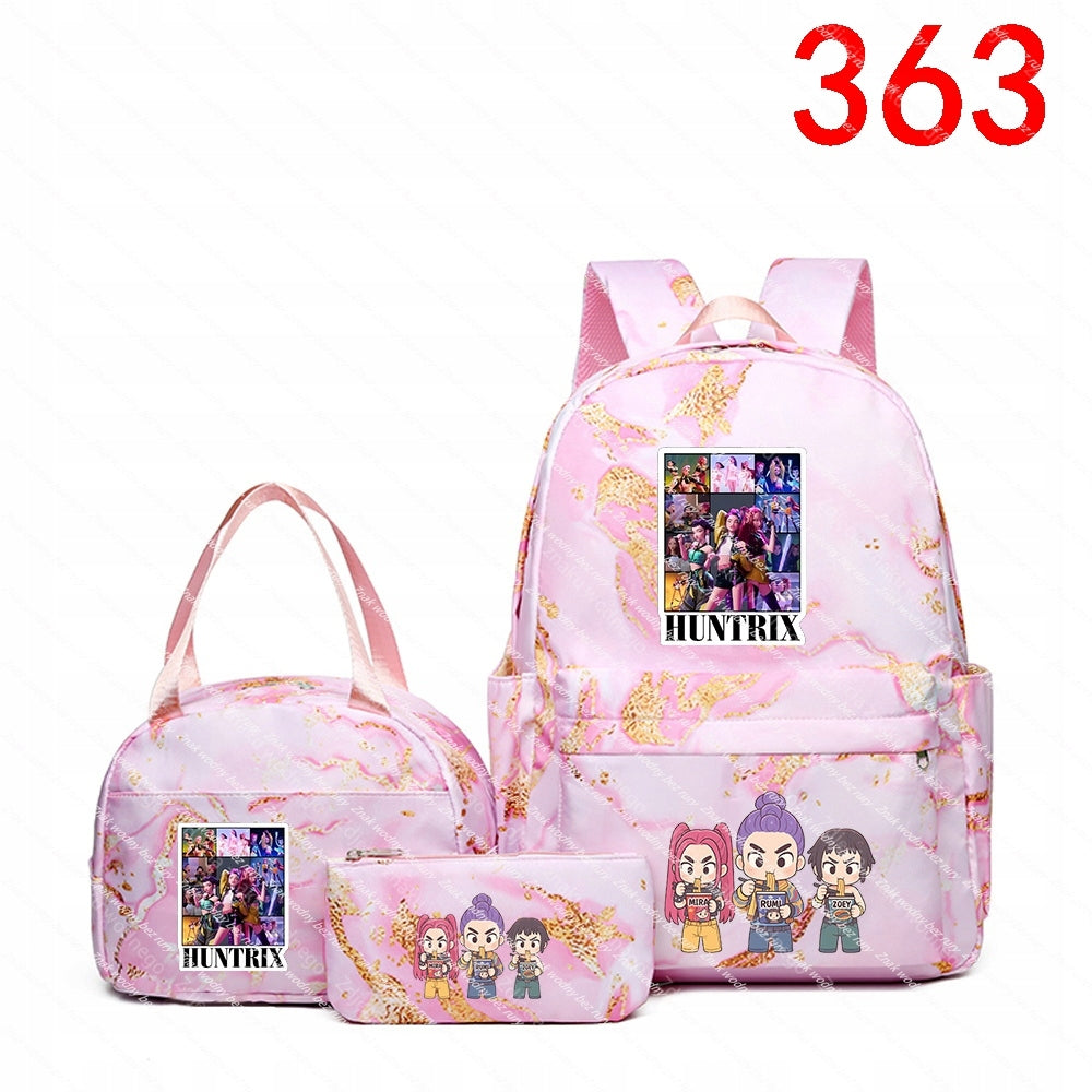 K-POP School Backpack Set: Large Backpack, Hand Bag and Case, with Pattern Packaging status original