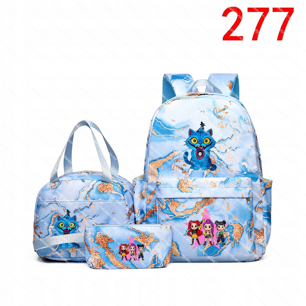 K-POP School Backpack Set: Large Backpack, Handbag and Wallet with wz Brand no brand