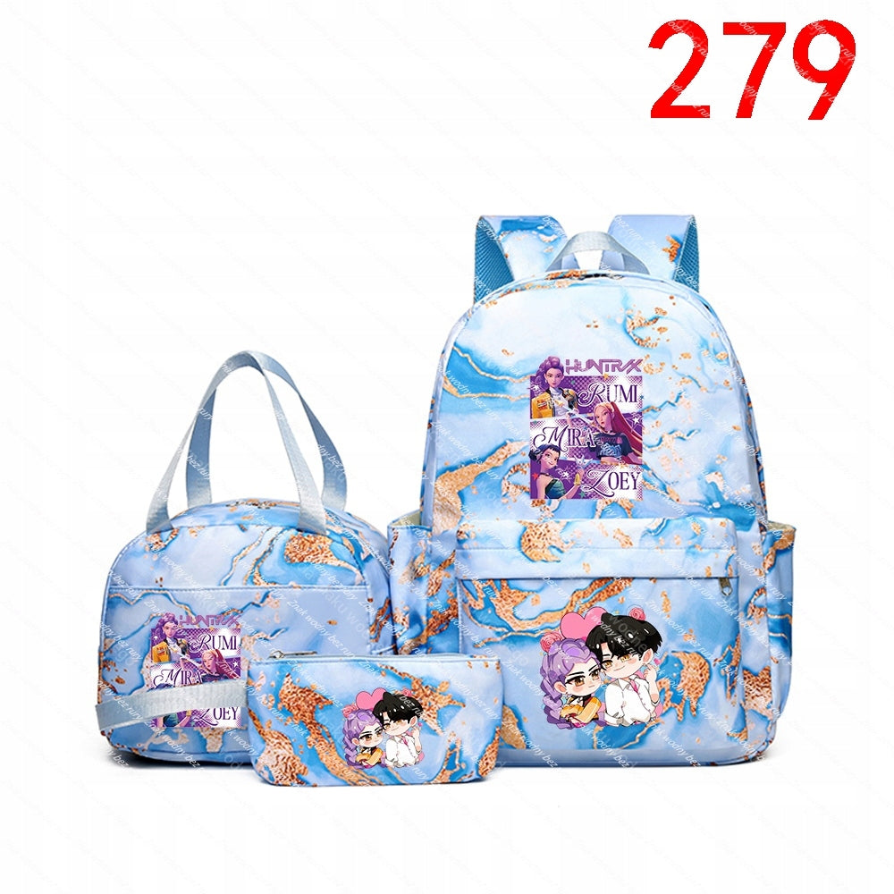 K-POP School Backpack Set: Large Backpack, Handbag and Wallet with wz Packaging status original
