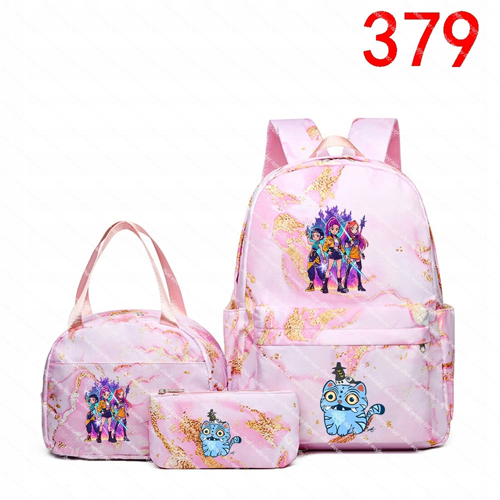 K-POP School Backpack Set: Large Backpack, Purse, Bar Wallet Packaging status original