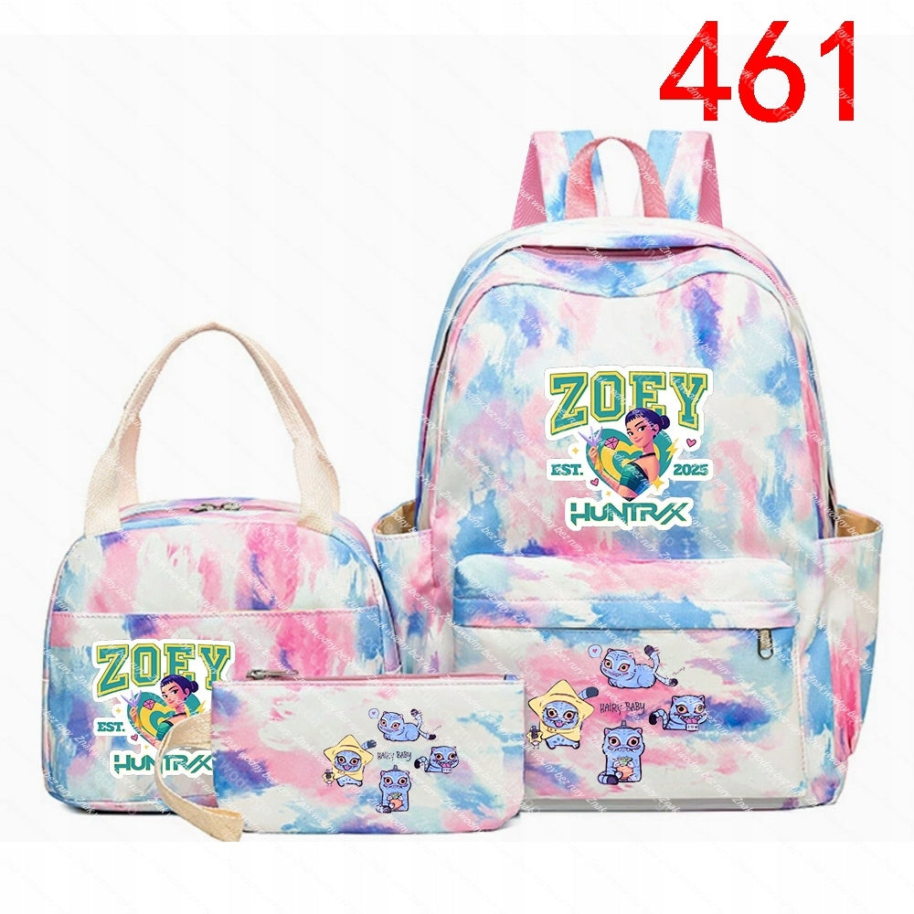 K-POP School backpack, bag and small bag with fairy-tale characters, logo "HU Packaging status original