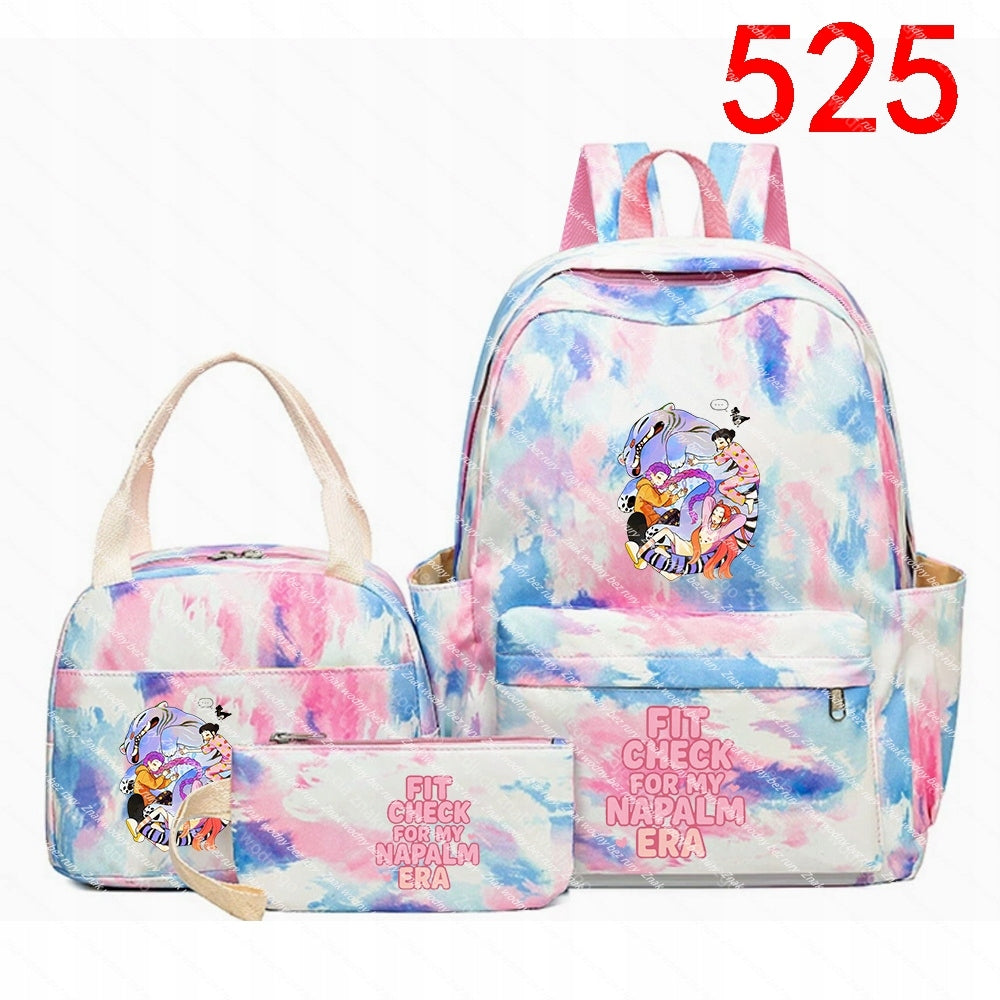 K-POP School backpack, purse and pencil case set with pattern, images of people Packaging status original