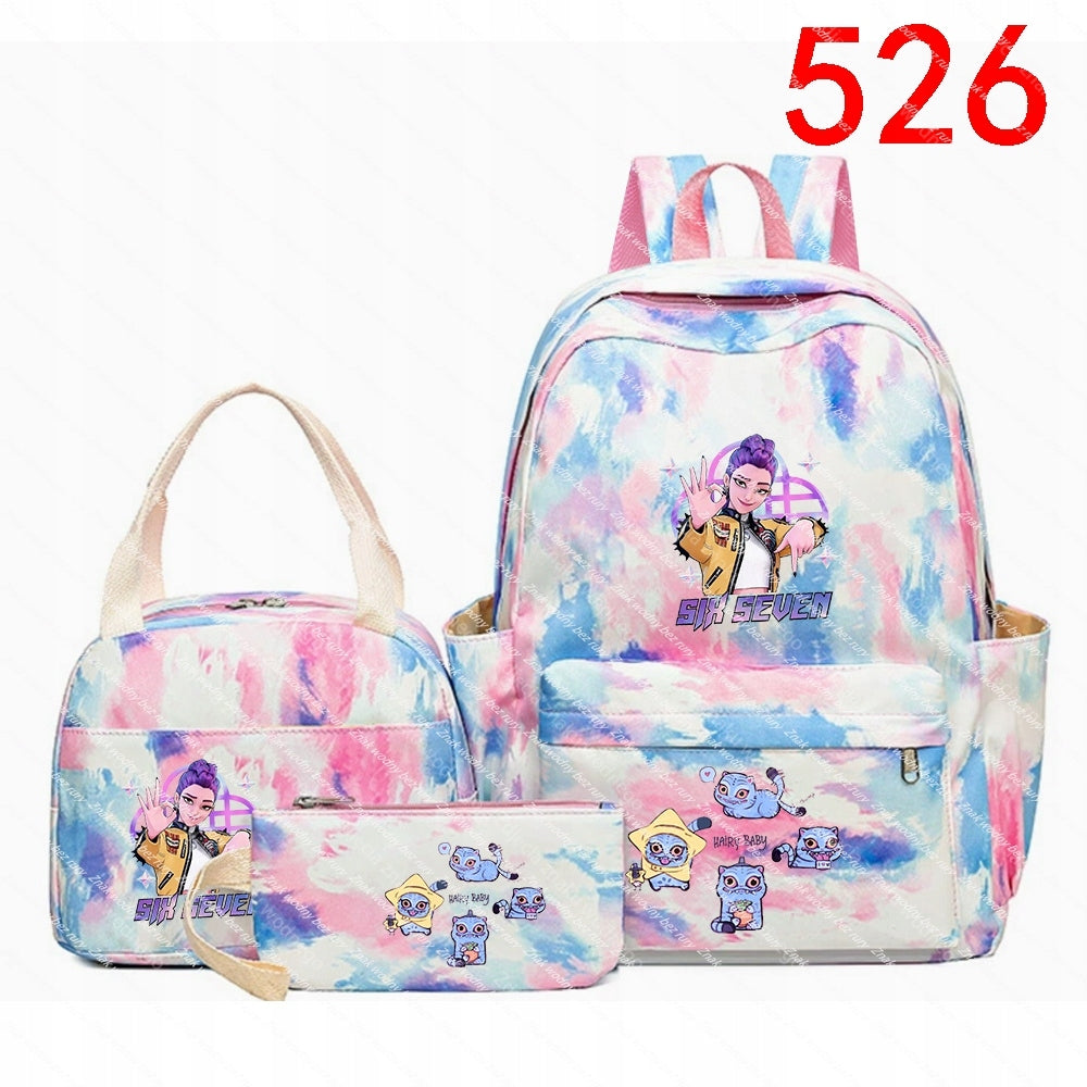 K-POP School backpack, purse and pencil case set with pattern, images of people