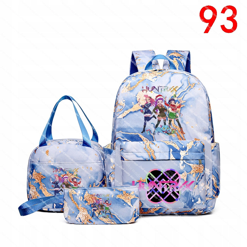 K-POP School backpack set (HUNTRIX) and two small bags with p motif Brand no brand