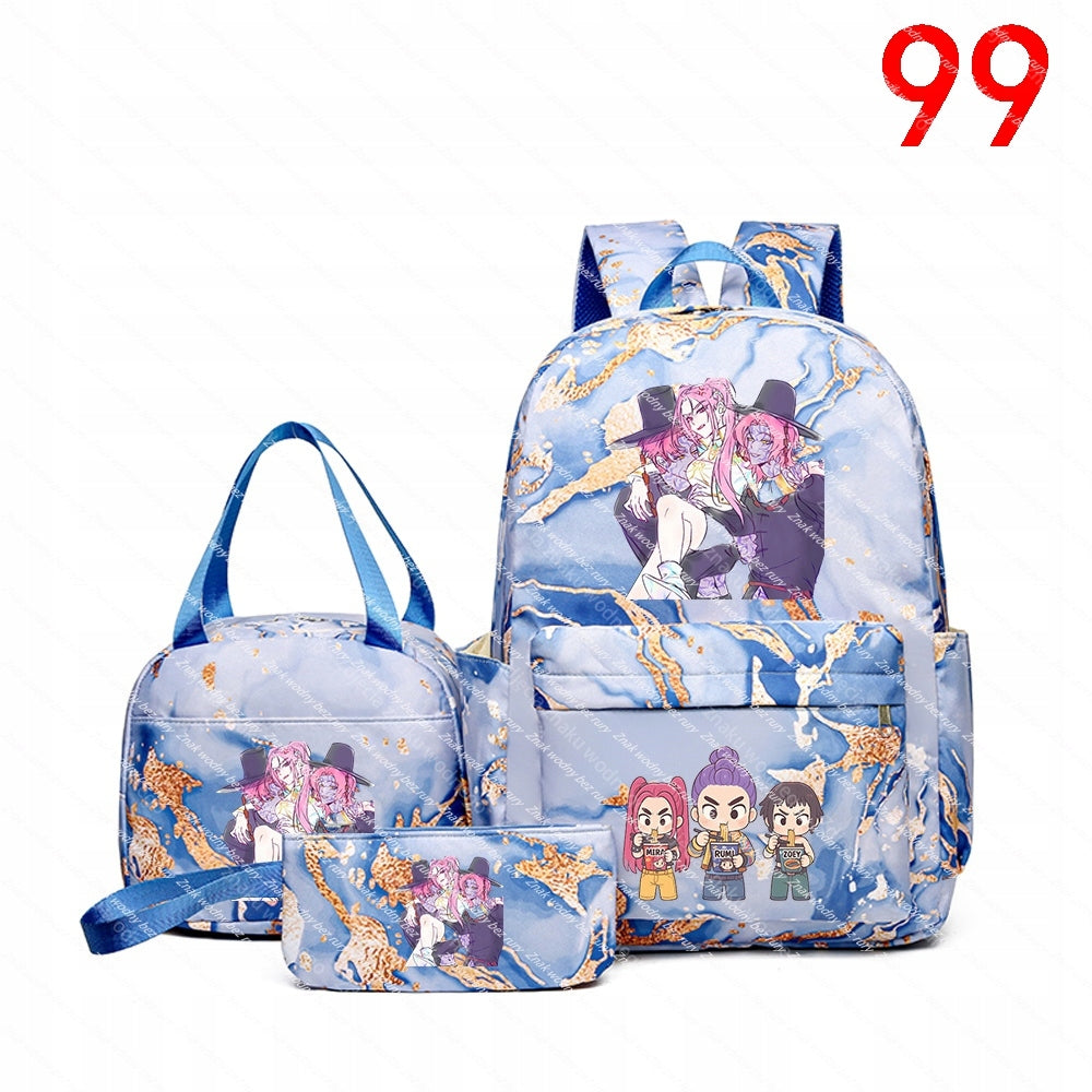 K-POP School backpack set (HUNTRIX) and two small bags with p motif Packaging status original