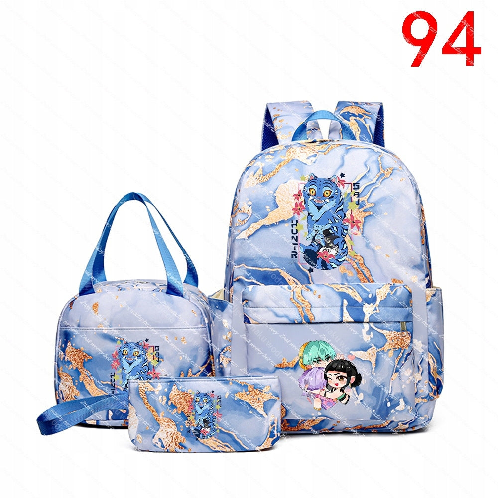 K-POP School backpack set (HUNTRIX) and two small bags with p motif