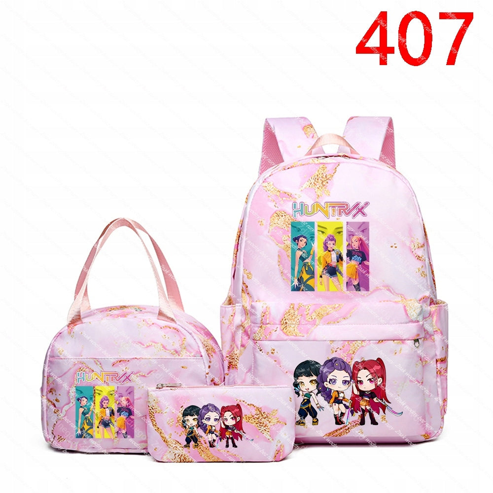 K-POP School backpack set: backpack, purse, anime-themed case, for j