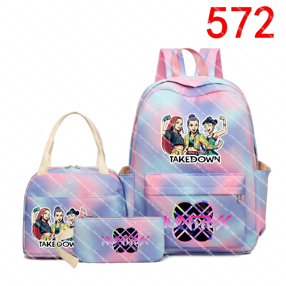 K-POP School backpack set: backpack, purse, anime-themed case, nap