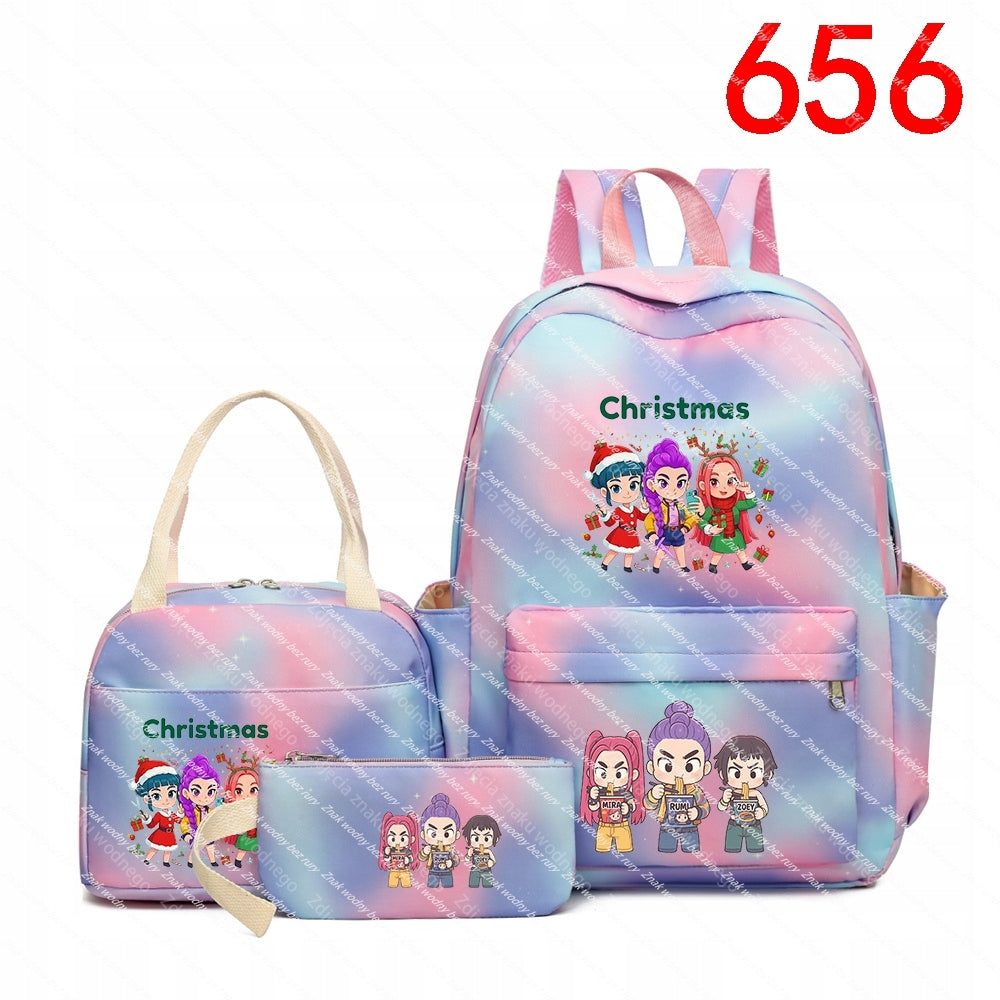 K-POP School backpack set (backpack, purse, wallet) with drawing patterns Brand no brand