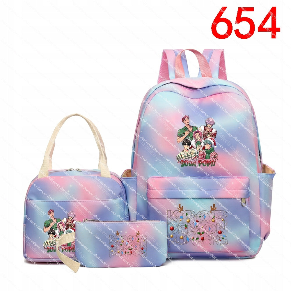 K-POP School backpack set (backpack, purse, wallet) with drawing patterns Packaging status original