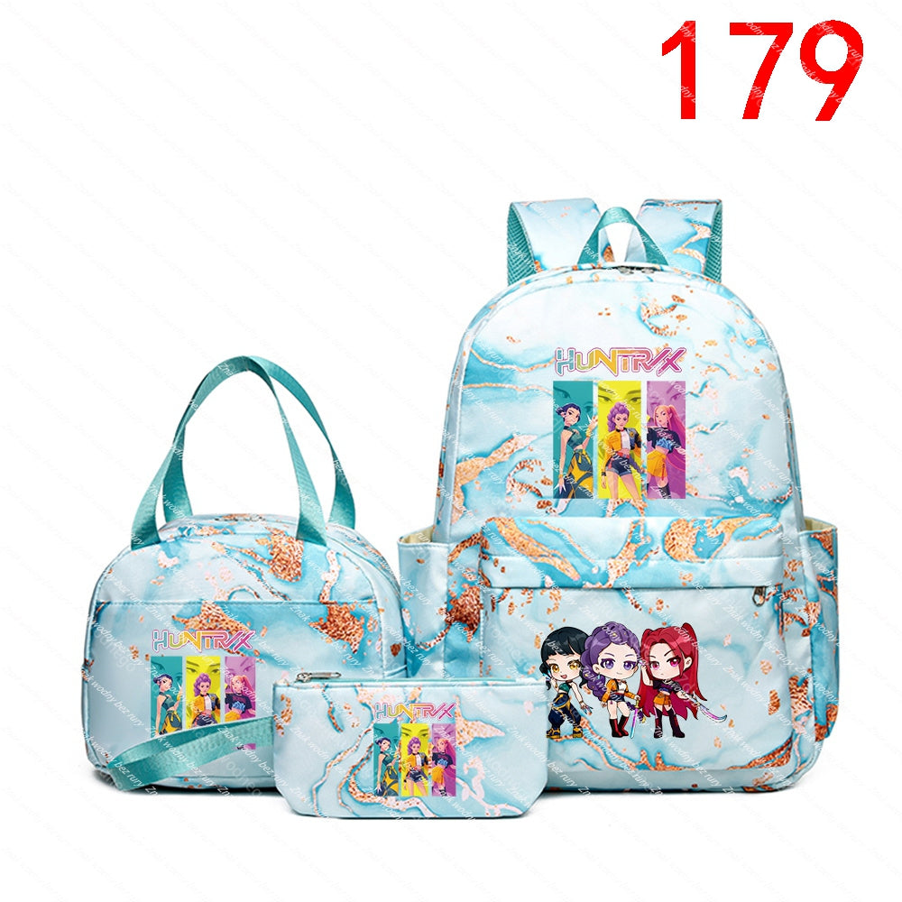 K-POP School backpack set (backpack, purse, wallet) with fairytale posts Brand no brand