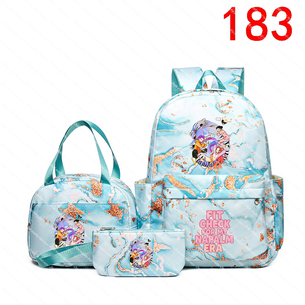 K-POP School backpack set (backpack, purse, wallet) with fairytale posts Packaging status original