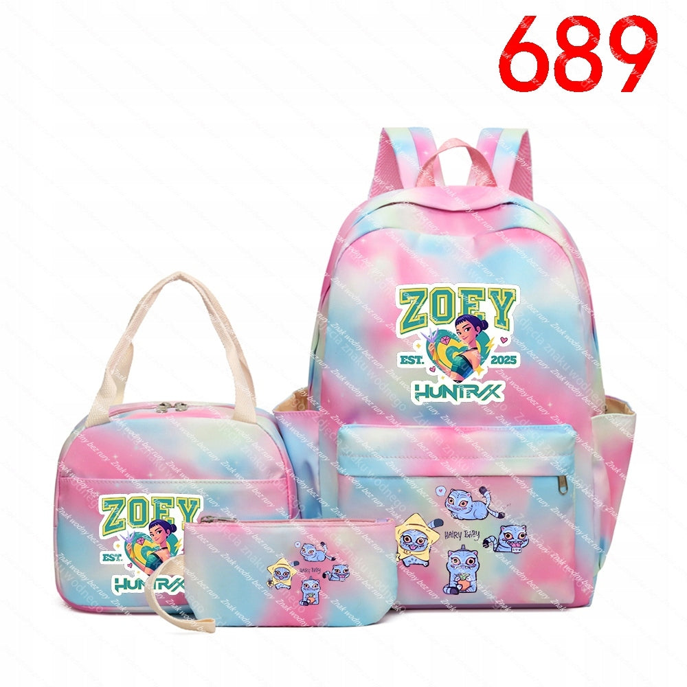 K-POP School backpack set (backpack, purse, wallet) with fairytale theme